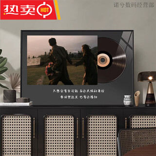 Aluminum alloy music photo frame and washed photos made into a table customization diy couple wedding photos record desktop ornaments black aluminum alloy foil theme 12 inches (20*30cm)