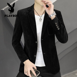 Playboy (playboy) corduroy blazer spring and autumn men's casual korean style slim fashion handsome small suit single-piece top black 4xl