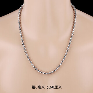 Nilan fat donglai same style men's platinum necklace 999 silver men's platinum-plated domineering buddha beads transfer ball chain women's fashionable 6 mm 60 cm