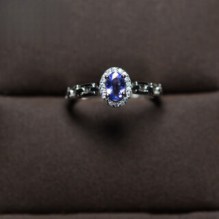 Dl 1998 tanzanite natural ring blue gemstone women's s925 silver live mouth adjustable big and small finger style three