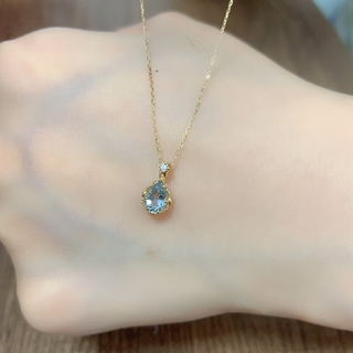 Shengbei natural aquamarine necklace 18k gold inlaid with colored gemstones pendant clavicle chain ag style 5a shengma color optional single pendant (4a5a, china national inspection) 42cm