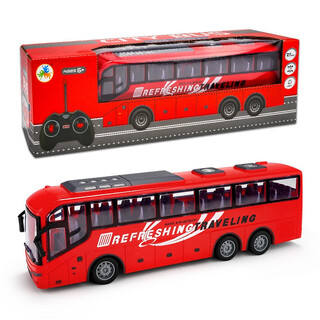 Jingxuan remote control car toy bus toy car model bus school bus electric large public boys and children electric car red remote control bus 32 cm length ordinary battery set