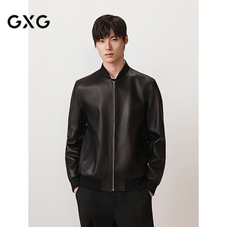 Gxg men's 25th autumn new product simple design genuine sheep leather jacket casual lapel jacket leather jacket men black l