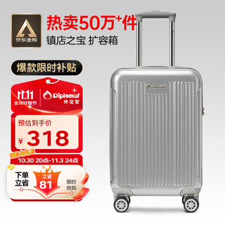 Diplomat diplomat luggage 20-inch expansion layer trolley case men's boarding travel password case women's tc-6012tm silver