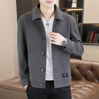 Lilang spring and autumn jacket men's 2025 lapel solid color top high-end light luxury men's casual thin jacket dark gray m