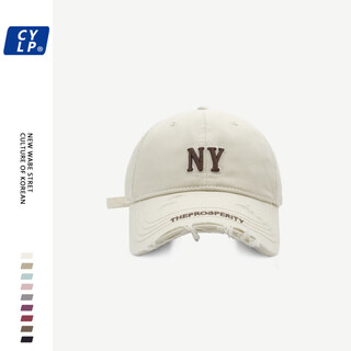 Mlbny25 new trendy brand letter embroidered baseball cap men and women same style street fashion hat brim hole peaked cap showing face mlb beige mlb adjustable