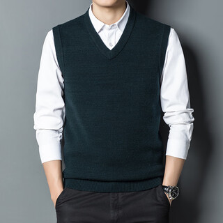 Emz ordos 100 pure cashmere vest men's v-neck pullover vest thickened wool knitted waistcoat sleeveless sweater dark green 899028 v-neck s 165 size recommended 100-120 jin jin equals 0.5 kg
