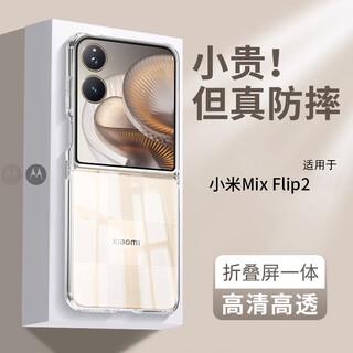 Taras is suitable for xiaomi mixflip2 mobile phone case mix flip2 transparent soft shell for men and women, ultra-thin and luxury all-inclusive anti-fall lens protective case
