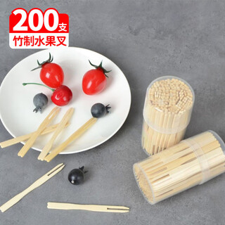 Youjia liangpin disposable fruit forks food grade camping outdoor fruit picks thickened bamboo picks cake dessert forks 200 pieces