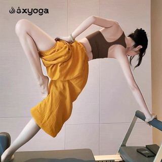 Double show 2025 super hot yoga pants can be weared outside pilates training suit yellow dance beautiful loose fitness wear trousers ginger pants - one size s 90-100