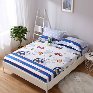 Customized children's pure cotton bed sheet single piece cartoon baby bed cover cotton non-slip thin mattress cover simmons protective cover lan auto 60x120x5cm reserved for shrinkage