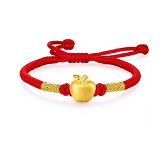 Gold small apple bracelet couple red hand rope transfer beads pure gold 999 peace fruit christmas gift peace fruit red rope