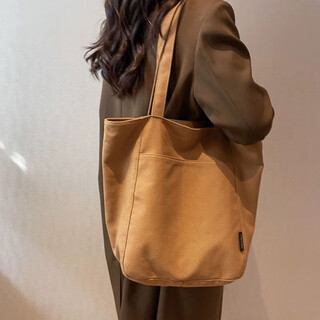 Cute canvas bag, versatile work commuter bag, large capacity tote bag, women's casual shoulder canvas bag, commuter tote canvas bag, caramel color