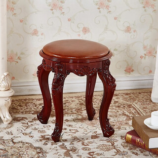 Shantou lincun piano stool guzheng stool guzheng piano stool single european dressing table stool american makeup chair chinese classical dark brown round stool