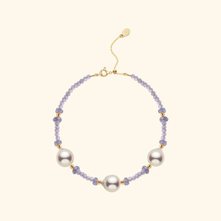 Dl 1998 fat donglai same style special-shaped baroque pearl bracelet 18k gold high-bright seawater tanzanite gemstone barlow tanzanite baroque pearl bracelet 6-8mm x 18.5cm