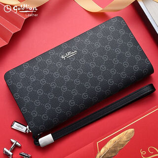 Goldlion men's long wallet wallet handbag men's bag brand handbag brand 2025 new style dark gray
