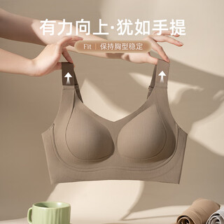 Urban beauty women's underwear bra thin bra push-up bra women's big breast show small underwear no wire bra seamless underwear bra thin bra - brown l (recommended 110-130jin jin equals 0.5kg)