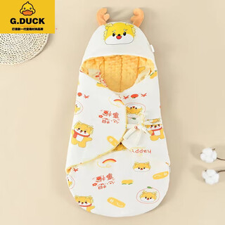 G.duckkids baby pure cotton newborn quilt spring, autumn and winter thickened baby delivery room bag single newborn swaddle anti-kick sleeping bag white and yellow-xiaolong thin section 100 grams cotton