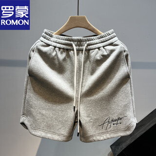 Romon american heavyweight shorts men's summer sports trendy brand 2025 new basketball fitness loose casual casual pants gray xl (141-155jin jin equals 0.5kg can be worn)
