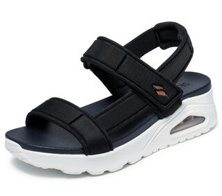 Skechers women's sports sandals, air-cushioned cushioning insole, adjustable back strap, open toe, outdoor hiking, black 11