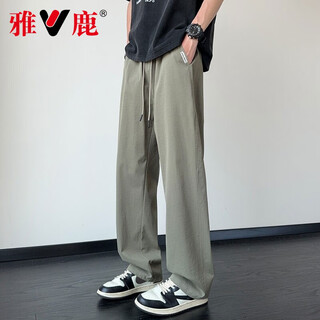 Yalu bingsi pantalon masculin à séchage rapide mince pantalon décontracté en ligne droite pour garçons nouveau pantalon large sport cool 6636 Military Green XL environ 125-145jin [Jin est égal à 0,5 kg]
