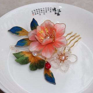 Lingchuan velvet flower peony camellia hairpin finished ancient style hanfu cheongsam song and ming dynasty disk hair accessories style 1