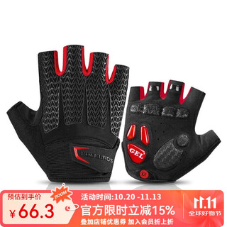 Rockbros cycling gloves thickened silicone shock absorption spring and summer sports fitness cycling gloves half finger men s169 black and red sbr+gel dual shock absorption upgrade l