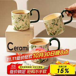 Modern housewife iris ceramic mug, high-looking home drinking cup, office breakfast cup, coffee cup, matching cup set, two pack