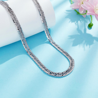 Platinum necklace men's pt950 platinum necklace men's platinum flat chain xiping chain cuban necklace not invoiced 60cm gram weight 45.73g