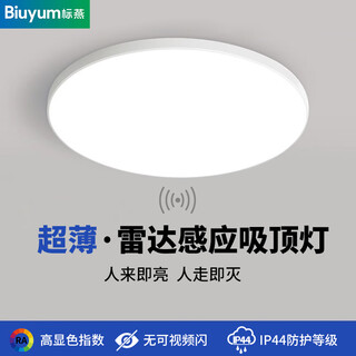 Biuyum radar sensor ceiling lamp led three-proof ceiling lamp engineering stair aisle corridor corridor light ultra-thin smart lamp 24w-diameter 37cm-radar sensor