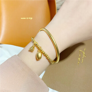 Ancient sand gold inheritance bracelet for women, gold ring, 999 vietnamese gold bracelet, non-fading wedding jewelry, inheritance for two generations set, leave a message and note the ring number