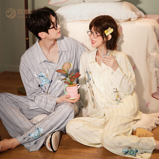 Gongdie light and soft disney stitch pajamas couple style spring and autumn long sleeve modal cotton home clothes for men