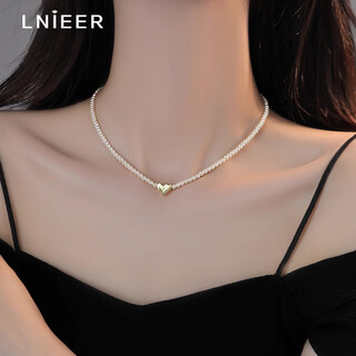 Lnieer shijia xiaomi beads love pearl necklace women's necklace light luxury high-quality accessories clavicle chain 2025 new hot style love pearl necklace s925 silver