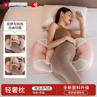 Cotoons pregnant women's pillow waist support side sleeping pillow belly support pregnancy sleeping side sleeping pillow u-shaped pregnancy products waist back pillow fifth generation double upgrade four seasons (pink)