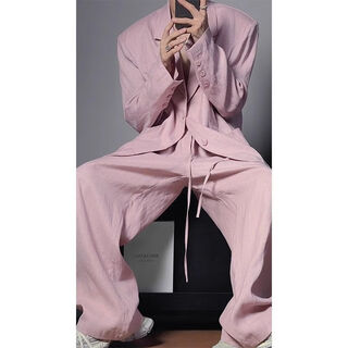 An chuxia 2025 summer new style designer loose niche light luxury men's casual thin simple temperament suit suit pink suit l 110-130jin jin equals 0.5kg recommended