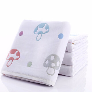 Shantou lincun towel quilt pure cotton 6-layer gauze baby blanket class a newborn child baby air-conditioning quilt student nap blanket colorful mushroom 110*110cm