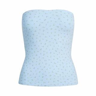 Skims tube top, women's floral cotton plain soft, breathable, sexy, versatile base support, fashionable tube top, pink blue micro-flower xxs