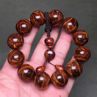 群仙作海南黄花梨取芯纹理蝴蝶纹2.0cm文玩手串念珠