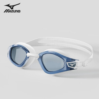 Mizuno (mizuno) high-definition waterproof and anti-fog swimming goggles for men and women, adult myopia, large-frame professional training diving swimming goggles, blue and white, high-definition wide-angle/comfortable, myopia 150 degrees