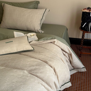 Gppnkc light luxury satin 100 count cotton four-piece set a-grade baby grade pure cotton quilt cover 1.8m fitted sheet style simple bedding 4 xiaoshu qichun class a baby-grade breathable and soft bed sheet set 1.5m bed four-piece set bed sheet default