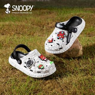 Snoopy snoopy children's shoes children's clogs cool cartoon slippers boys and girls lightweight garden shoes b450 black and white 40