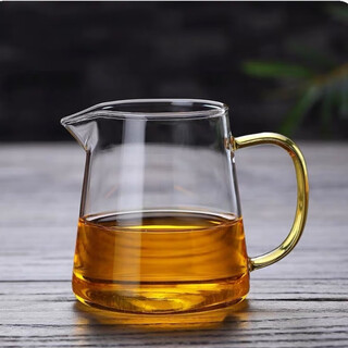 Feiyiya easy-to-clean and transparent glass fair cup three-piece set tea sea tea drain set high borosilicate heat-resistant filter integrated bubble 5130 yellow handle-linglong male cup