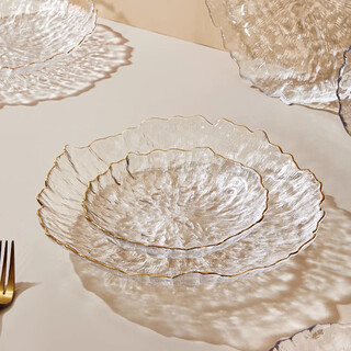 Yi jia (ijarl) glass fruit plate light luxury style dessert plate fruit plate dried fruit snack plate high-end glass dessert plate large size