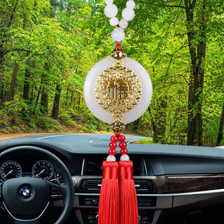 Yusenyi high-end car pendant car rearview mirror pendant 2025 internet celebrity car pendant car high-end car hollow ping an fu red tassel