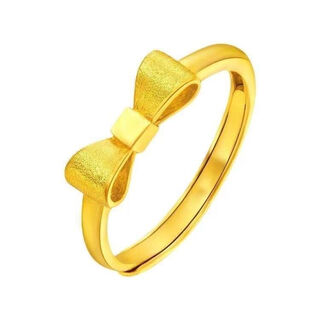 Authentic gold 999 fugitive princess bow ring plain ring ring sweet girl gold-plated ring gift s fugitive princess bow ring live style 0.76g