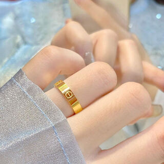 Som old phoenix gold one-word ring for men and women, simple and classic ring, couple ring, valentine's day gift, gold ring 4mm, size 15, about 4.5-4.9