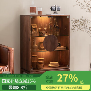 Youmu jin modern and simple north american black walnut solid wood dining and wine cabinet living room multi-functional double door storage storage cabinet entrance cabinet north american black walnut with auxiliary materials