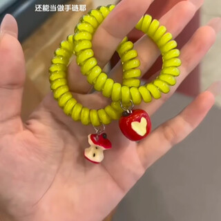 Juvia apple phone cord headband women's hair tie rubber band hair accessories 2025 new style ponytail will not hurt hair rope leather cover headgear jyfq191 apple headband bracelet 2-piece set