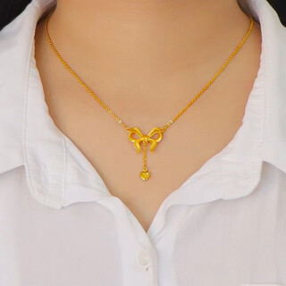 Feng feili 18k gold-filled fugitive princess bow necklace for women gold pigment clavicle chain gold-plated jewelry fugitive princess necklace