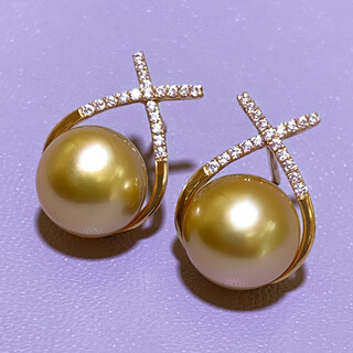 Daily wear pearl necklace south sea gold beads earrings thick gold simple classic perfect round sea south sea gold beads earrings 10-10mm